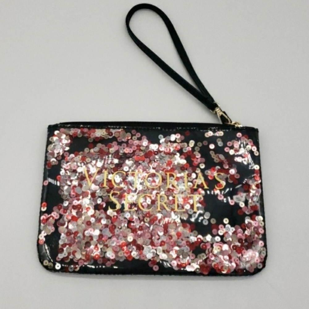 Bling rhinestone Victoria's Secret shifting sequins wristlet 8.5" × 6" - Picture 2 of 13